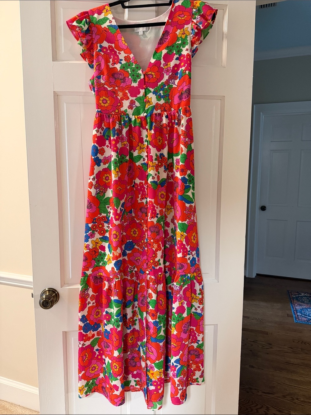 Sugarlips V-Neck Floral Maxi Dress in Pink, Red, Green, Blue